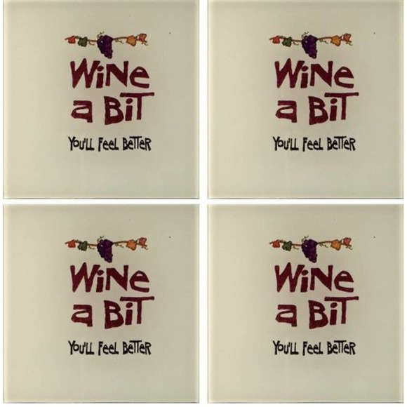 Wine A Bit You'll Feel Better Chateau Grapes Coasters  4x4" Set of 4 NEW - Picture 1 of 2